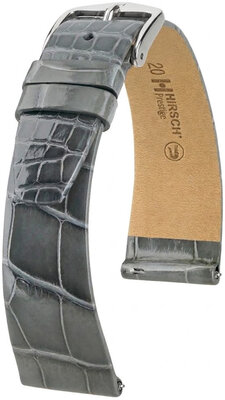 Cinturino in pelle Hirsch Prestige 02307130-2, grigio, pelle di alligatore, Quick Release