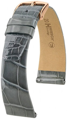 Cinturino in pelle Hirsch Prestige 02307130-7, grigio, pelle di alligatore, Quick Release