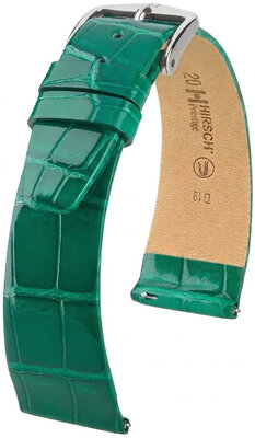 Cinturino in pelle Hirsch Prestige 02307140-2, verde, pelle di alligatore, Quick Release