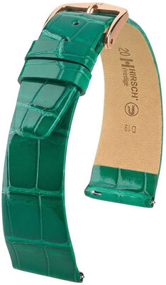 Cinturino in pelle Hirsch Prestige 02307140-7, verde, pelle di alligatore, Quick Release