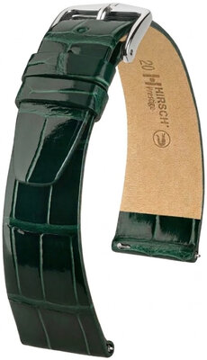 Cinturino in pelle Hirsch Prestige 02307141-2, verde, pelle di alligatore, Quick Release