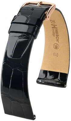 Cinturino in pelle Hirsch Prestige 02307150-7, nero, pelle di alligatore, Quick Release
