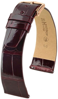 Cinturino in pelle Hirsch Prestige 02307160-7, rosso, pelle di alligatore, Quick Release
