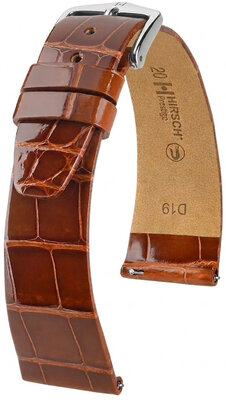 Cinturino in pelle Hirsch Prestige 02307170-2, marrone, pelle di alligatore, Quick Release