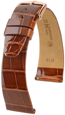 Cinturino in pelle Hirsch Prestige 02307170-7, marrone, pelle di alligatore, Quick Release