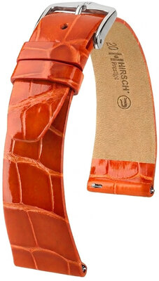 Cinturino in pelle Hirsch Prestige 02307177-2, arancione, pelle di alligatore, Quick Release