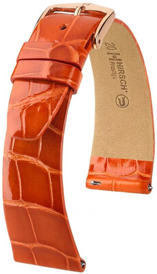 Cinturino in pelle Hirsch Prestige 02307177-7, arancione, pelle di alligatore, Quick Release