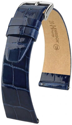Cinturino in pelle Hirsch Prestige 02307180-2, blu, pelle di alligatore, Quick Release