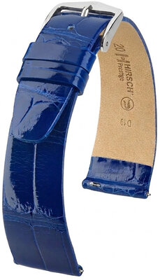 Cinturino in pelle Hirsch Prestige 02307182-2, blu, pelle di alligatore, Quick Release