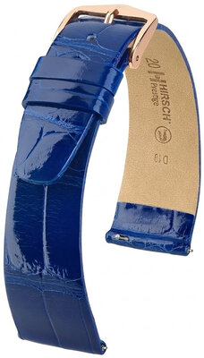 Cinturino in pelle Hirsch Prestige 02307182-7, blu, pelle di alligatore, Quick Release