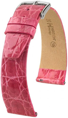 Cinturino in pelle Hirsch Prestige 02308125-2, rosa, pelle di coccodrillo, Quick Release