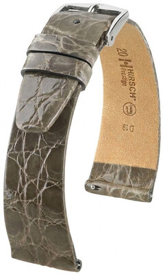 Cinturino in pelle Hirsch Prestige 02308130-2, grigio, pelle di coccodrillo, Quick Release