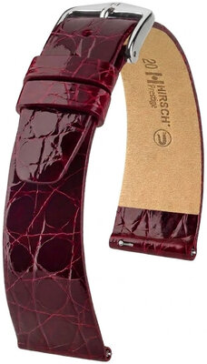 Cinturino in pelle Hirsch Prestige 02308160-2, rosso, pelle di coccodrillo, Quick Release