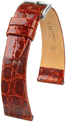 Cinturino in pelle Hirsch Prestige 02308170-2, marrone, pelle di coccodrillo, Quick Release