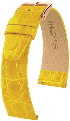 Cinturino in pelle Hirsch Prestige 02308172-7, giallo, pelle di coccodrillo, Quick Release