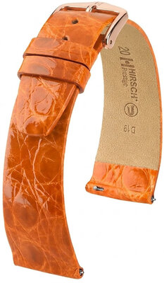 Cinturino in pelle Hirsch Prestige 02308176-7, arancione, pelle di coccodrillo, Quick Release