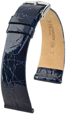 Cinturino in pelle Hirsch Prestige 02308180-2, blu, pelle di coccodrillo, Quick Release