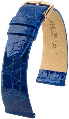 Cinturino in pelle Hirsch Prestige 02308185-7, blu, pelle di coccodrillo, Quick Release
