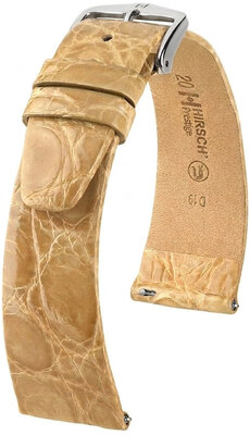 Cinturino in pelle Hirsch Prestige 02308190-2, beige, pelle di coccodrillo, Quick Release