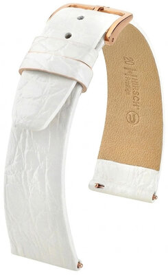Cinturino in pelle Hirsch Prestige L 02208000-7, bianco, pelle di coccodrillo, lunghezza L, Quick Release