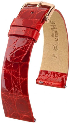 Cinturino in pelle Hirsch Prestige L 02208020-7, rosso, pelle di coccodrillo, lunghezza L, Quick Release