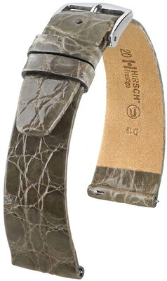 Cinturino in pelle Hirsch Prestige L 02208030-2, grigio, pelle di coccodrillo, lunghezza L, Quick Release