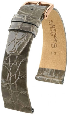 Cinturino in pelle Hirsch Prestige L 02208030-7, grigio, pelle di coccodrillo, lunghezza L, Quick Release