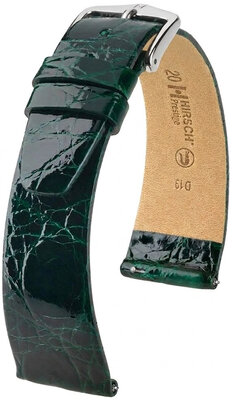 Cinturino in pelle Hirsch Prestige L 02208040-2, verde, pelle di coccodrillo, lunghezza L, Quick Release