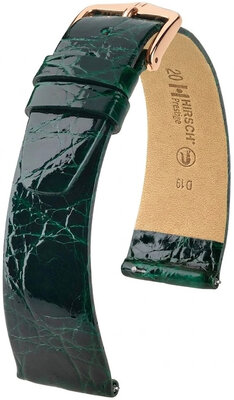 Cinturino in pelle Hirsch Prestige L 02208040-7, verde, pelle di coccodrillo, lunghezza L, Quick Release