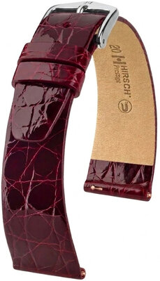 Cinturino in pelle Hirsch Prestige L 02208060-2, rosso, pelle di coccodrillo, lunghezza L, Quick Release