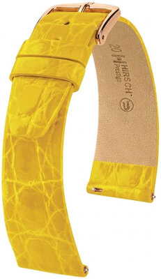 Cinturino in pelle Hirsch Prestige L 02208072-7, giallo, pelle di coccodrillo, lunghezza L, Quick Release