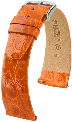 Cinturino in pelle Hirsch Prestige L 02208076-2, arancione, pelle di coccodrillo, lunghezza L, Quick Release