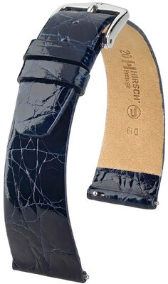 cinturino in pelle Hirsch Prestige L 02208080-2, blu, pelle di coccodrillo, lunghezza L, Quick Release