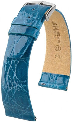 cinturino in pelle Hirsch Prestige L 02208083-2, blu, pelle di coccodrillo, lunghezza L, Quick Release