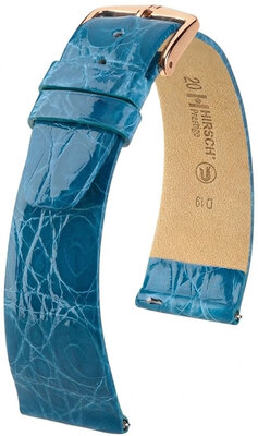 cinturino in pelle Hirsch Prestige L 02208083-7, blu, pelle di coccodrillo, lunghezza L, Quick Release