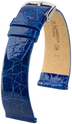 cinturino in pelle Hirsch Prestige L 02208085-2, blu, pelle di coccodrillo, lunghezza L, Quick Release