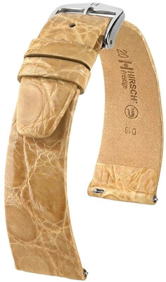 cinturino in pelle Hirsch Prestige L 02208090-2, beige, pelle di coccodrillo, lunghezza L, Quick Release