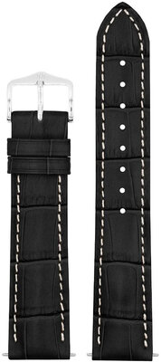 Cinturino in pelle Hirsch Duke L 01028051-2, nero, pelle di vitello, lunghezza L, Quick Release
