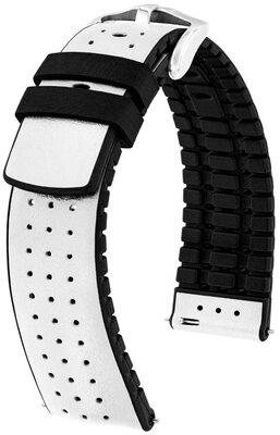 Cinturino in pelle Hirsch Tiger L 0915002000-2, bianco, pelle di vitello, lunghezza L, Quick Release