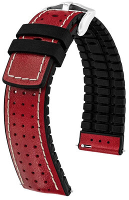 Cinturino in pelle Hirsch Tiger L 0915002020-2, rosso, pelle di vitello, lunghezza L, Quick Release