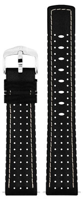 Cinturino in pelle Hirsch Tiger L 0915002050-2, nero, pelle di vitello, lunghezza L, Quick Release