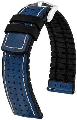 Cinturino in pelle Hirsch Tiger L 0915002080-2, blu, pelle di vitello, lunghezza L, Quick Release