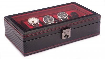 Scatola per orologi Friedrich Lederwaren Carbon 32048-2