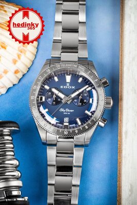 Edox SkyDiver Chronograph Quartz 10116-3-buidn Limited Edition 1000pcs ( + cinturino di ricambio )