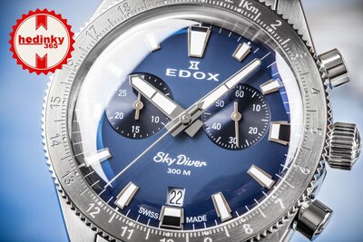 Edox SkyDiver Chronograph Quartz 10116-3-buidn Limited Edition 1000pcs ( + cinturino di ricambio )